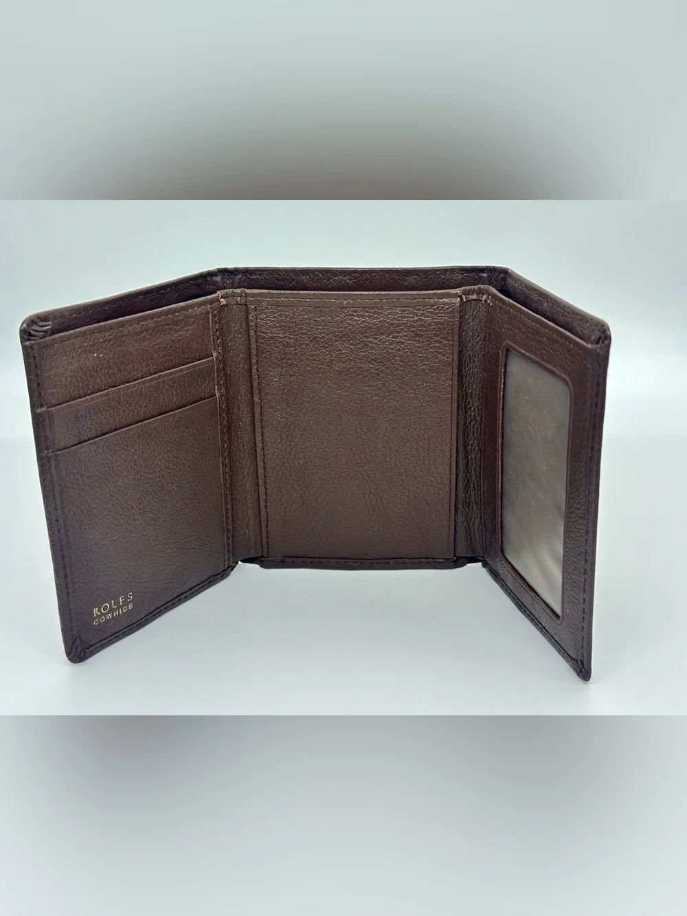 Rolf’s Genuine Cowhide Brown Leather Trifold Wallet Men’s